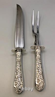 Couteau et fourchette à rôtir en argent sterling Alvin Bridal Bouquet, grands modèles
