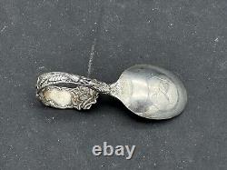 Cuillère de bébé en argent sterling de collection Alvin Bridal Rose avec poignée courbée
