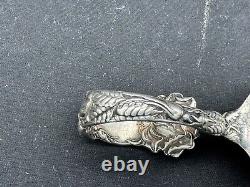 Cuillère de bébé en argent sterling de collection Alvin Bridal Rose avec poignée courbée