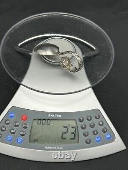 Cuillère de bébé en argent sterling de collection Alvin Bridal Rose avec poignée courbée