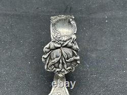 Cuillère pour bébé en argent sterling Alvin Bridal Rose antique à manche courbé