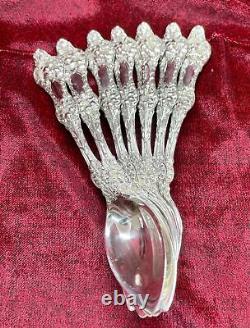 Cuillères à agrumes en fleurs d'oranger, d'orange et de pamplemousse Sterling Alvin, ensemble de 7 cuillères de 5 3/4 pouces