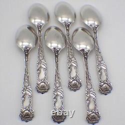 Cuillères à café Bridal Rose 6 en argent sterling Alvin 1903 Mono S