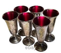 ENSEMBLE DE 6 VERRES À CORDIAL / SHOT EN ARGENT STERLING ALVIN S247 - PAS DE MONOGRAMMES - LIVRAISON GRATUITE