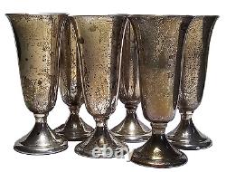 ENSEMBLE DE 6 VERRES À CORDIAL / SHOT EN ARGENT STERLING ALVIN S247 - PAS DE MONOGRAMMES - LIVRAISON GRATUITE