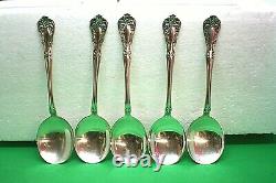 Ensemble De 5 Alving Sterling Silver Round Potp Spoon (soupe À La Crème) Château Rose