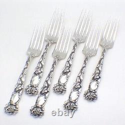 Ensemble de 6 fourchettes en argent sterling Alvin Bridal Rose 1903 sans monogramme