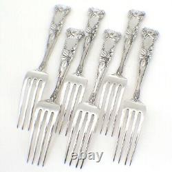 Ensemble de 6 fourchettes en argent sterling Alvin Bridal Rose 1903 sans monogramme
