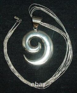 Exquis collier vintage Navajo Alvin Thompson en argent sterling, moulé en sable