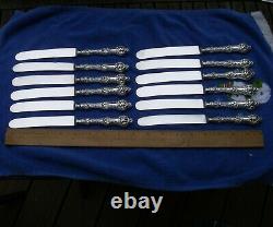 Fixe 12 Alvin Oland Orange Blossom (1905) Luncheon Knives-plated Blades-mono S