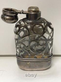 Flacon antique en argent sterling avec marquage Alvin f26c flacon féminin orné