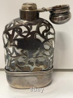 Flacon antique en argent sterling avec marquage Alvin f26c flacon féminin orné