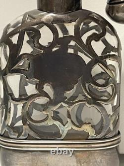 Flacon antique en argent sterling avec marquage Alvin f26c flacon féminin orné