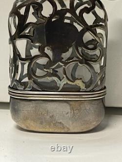 Flacon antique en argent sterling avec marquage Alvin f26c flacon féminin orné