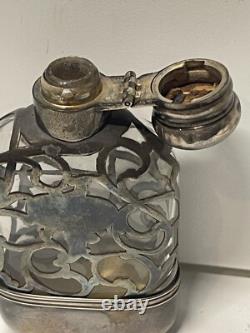 Flacon antique en argent sterling avec marquage Alvin f26c flacon féminin orné