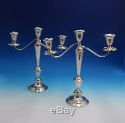 Hampton By Alvin Sterling Argent Candelabra Paire 3-light # S257 Pondéré (# 4769)
