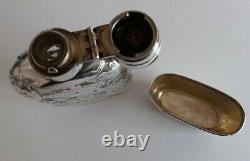 L'eil Sterling Vintage. 925 Flask + Cup Pocket Whiskey Art Nouveau Captive Top