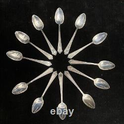 Lot vintage de 12 cuillères à dessert en chocolat expresso en argent sterling Alvin JB7