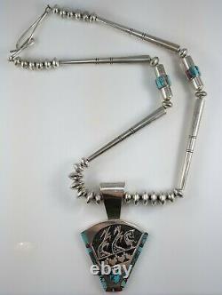 Navajo Sterling Silver Turquoise Collier Collier Gagnant Alvin & Lula Begay