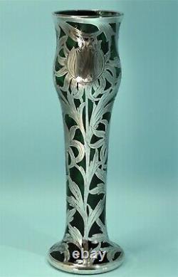 Noir, Starr & Frost Alvin Green Glass & Sterling Silver Superposition Vase Circa 1900