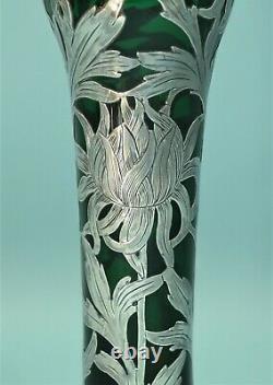 Noir, Starr & Frost Alvin Green Glass & Sterling Silver Superposition Vase Circa 1900