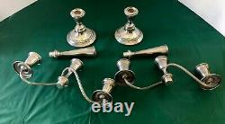 Paire Alvin Sterling-silver-candle Stick Holder Candelabras 4 Sections