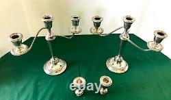 Paire Alvin Sterling-silver-candle Stick Holder Candelabras 4 Sections