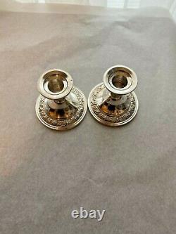 Paire de bougeoirs vintage en argent sterling Alvin remplis de ciment
