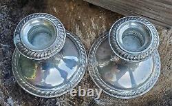 Paire de porte-bougies en argent sterling Alvin S160 avec inserts en verre - pas de monogrammes