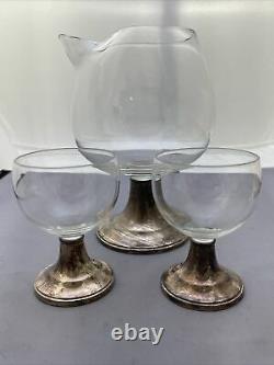 Vintage Alvin Sterling Silver Wine Brandy Pitcher And Glasses Z223