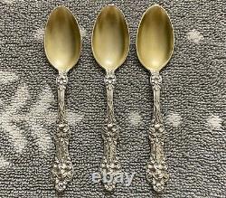 Vtg Alvin Blossom Orange Spoons Sterling Demitasse (bowles D'or), Série De 3